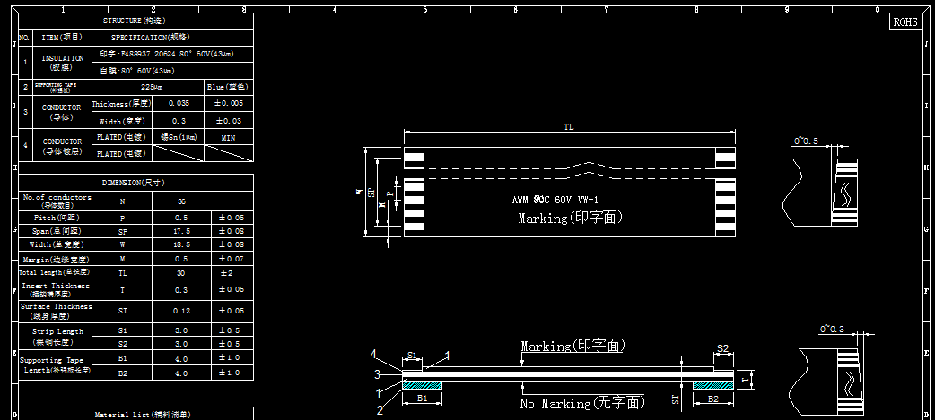 FFC排線規格圖